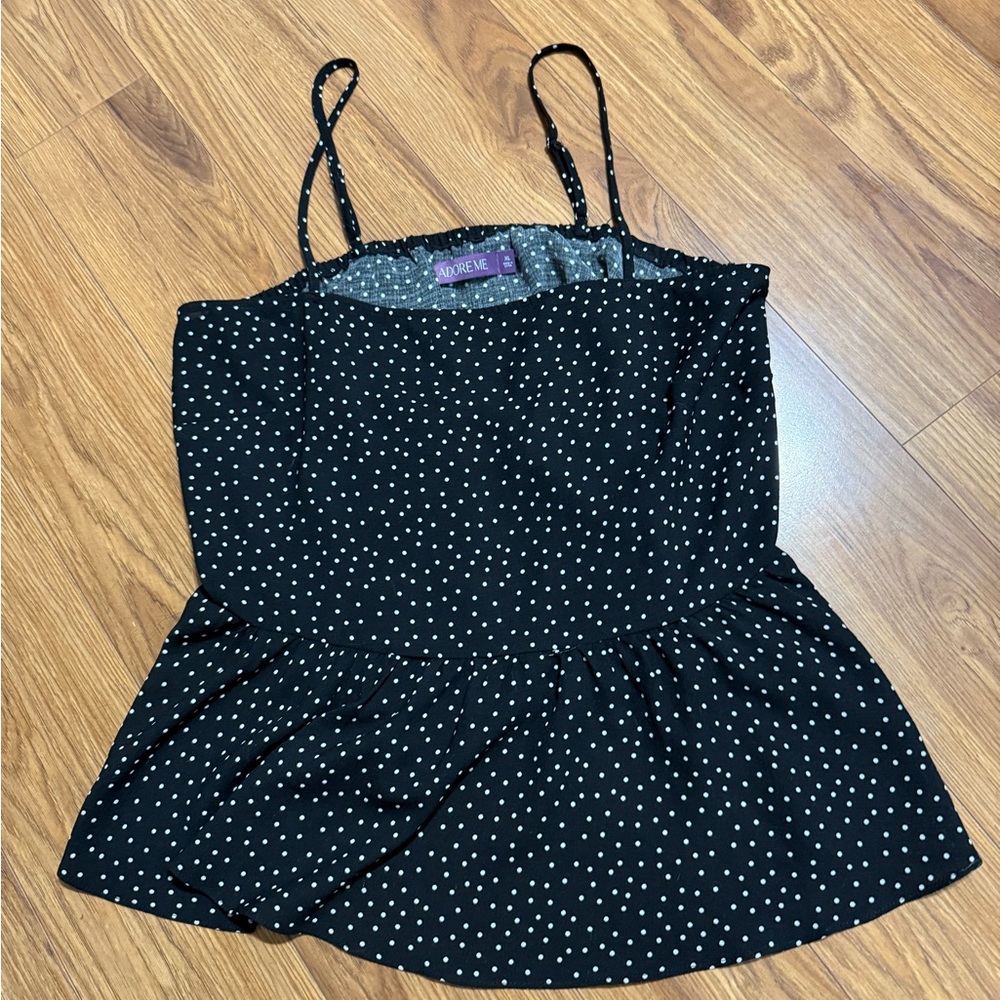 Adore Me Black and White Fitted Peplum Camisole